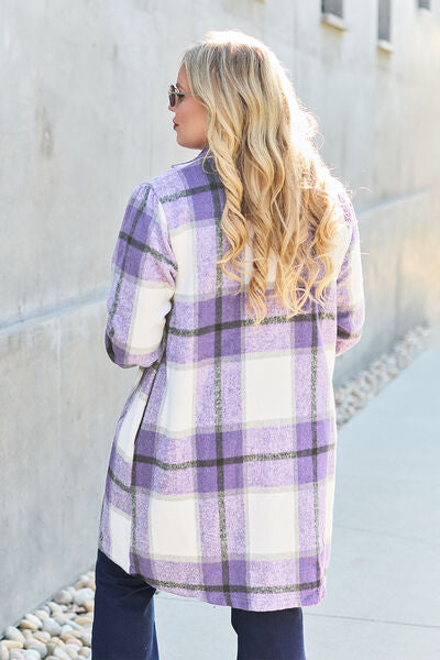 Plaid Button Up Lapel Collar Coat