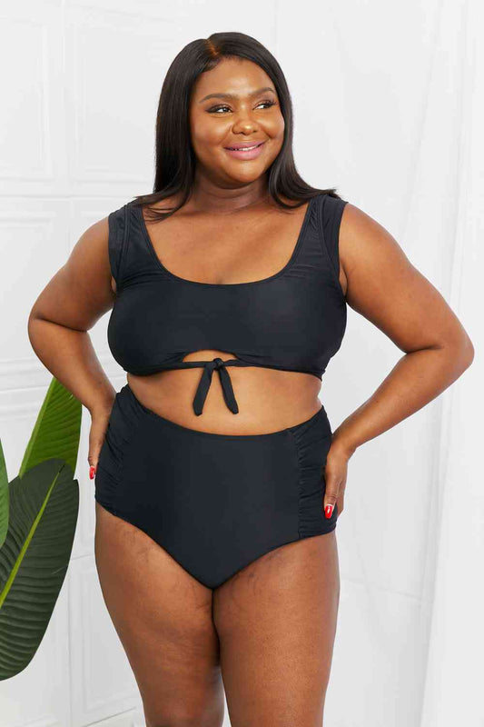 Swim Top and Ruched Bottoms Set in Black